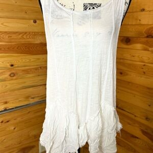 We The Free White Relaxed Ruffled Tank Top